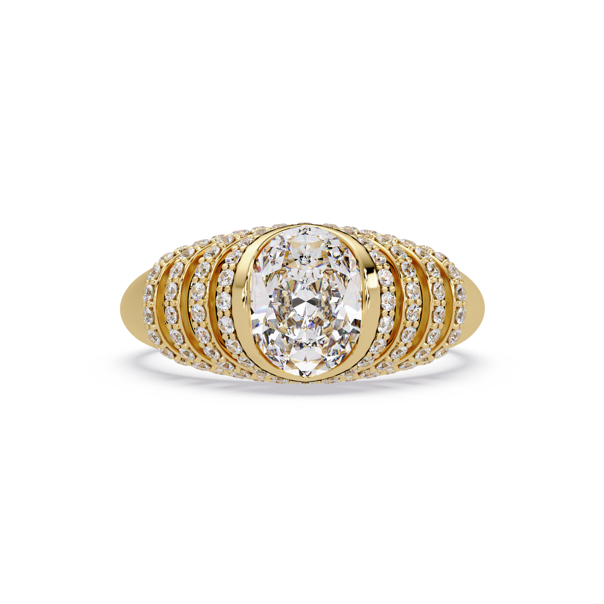 Oval Lab Grown Diamond Multi Row Halo Ring - HIGHCARAT DIAMONDS