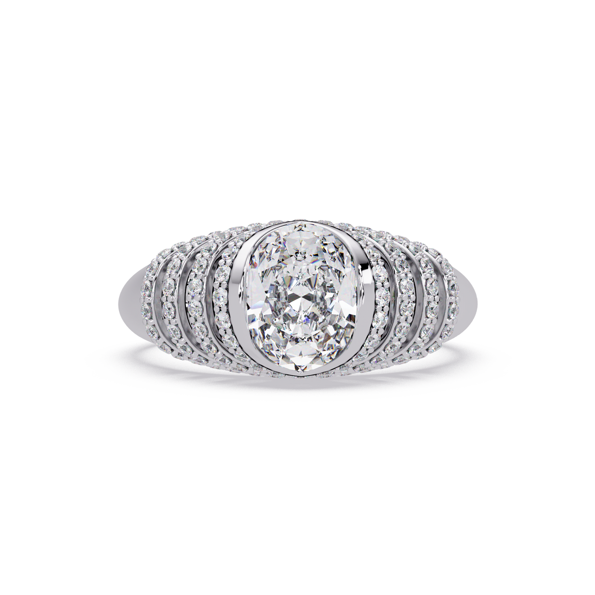 Oval Lab Grown Diamond Multi Row Halo Ring - HIGHCARAT DIAMONDS
