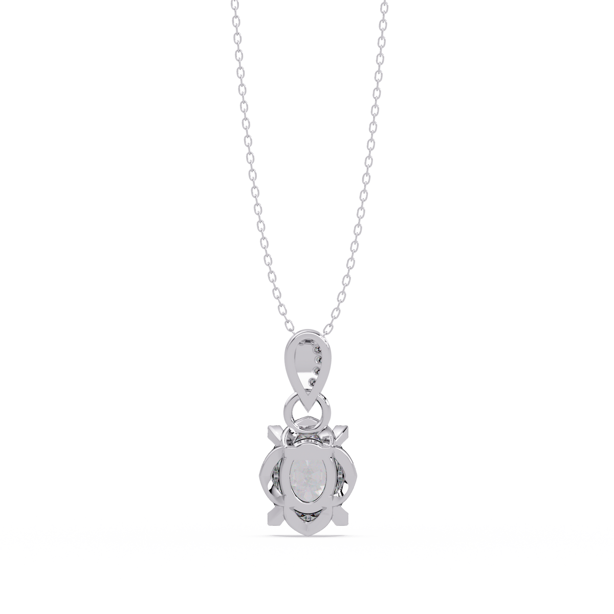 Oval Lab Grown Diamond & Round Cut Pendant Necklace - HIGHCARAT DIAMONDS