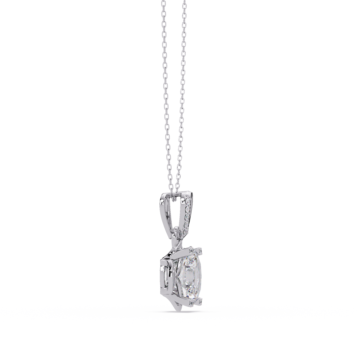Oval Lab Grown Diamond & Round Cut Pendant Necklace - HIGHCARAT DIAMONDS