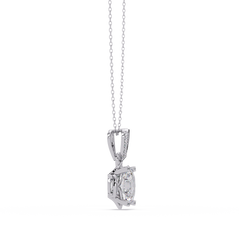 Oval Lab Grown Diamond & Round Cut Pendant Necklace - HIGHCARAT DIAMONDS