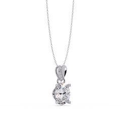 Oval Lab Grown Diamond & Round Cut Pendant Necklace - HIGHCARAT DIAMONDS