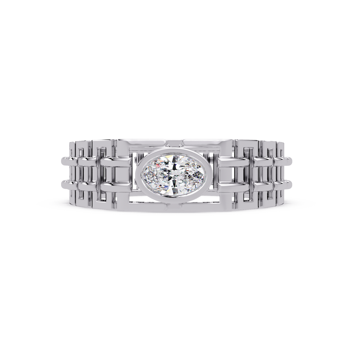 Oval Lab Grown Diamond Solitaire Link Style Ring - HIGHCARAT DIAMONDS