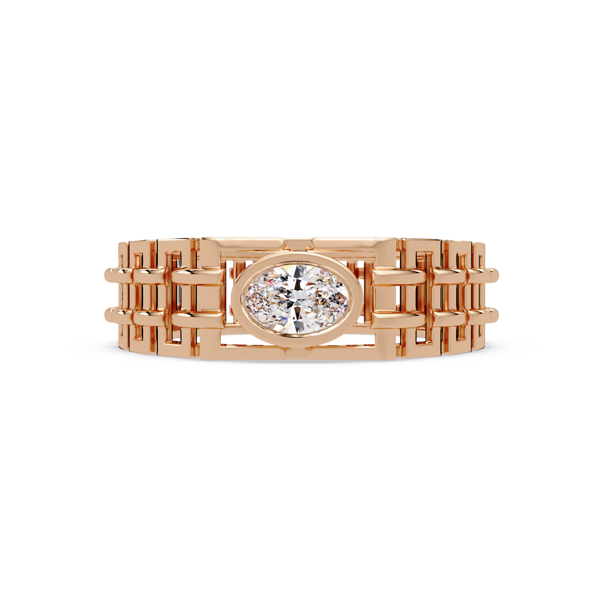 Oval Lab Grown Diamond Solitaire Link Style Ring - HIGHCARAT DIAMONDS