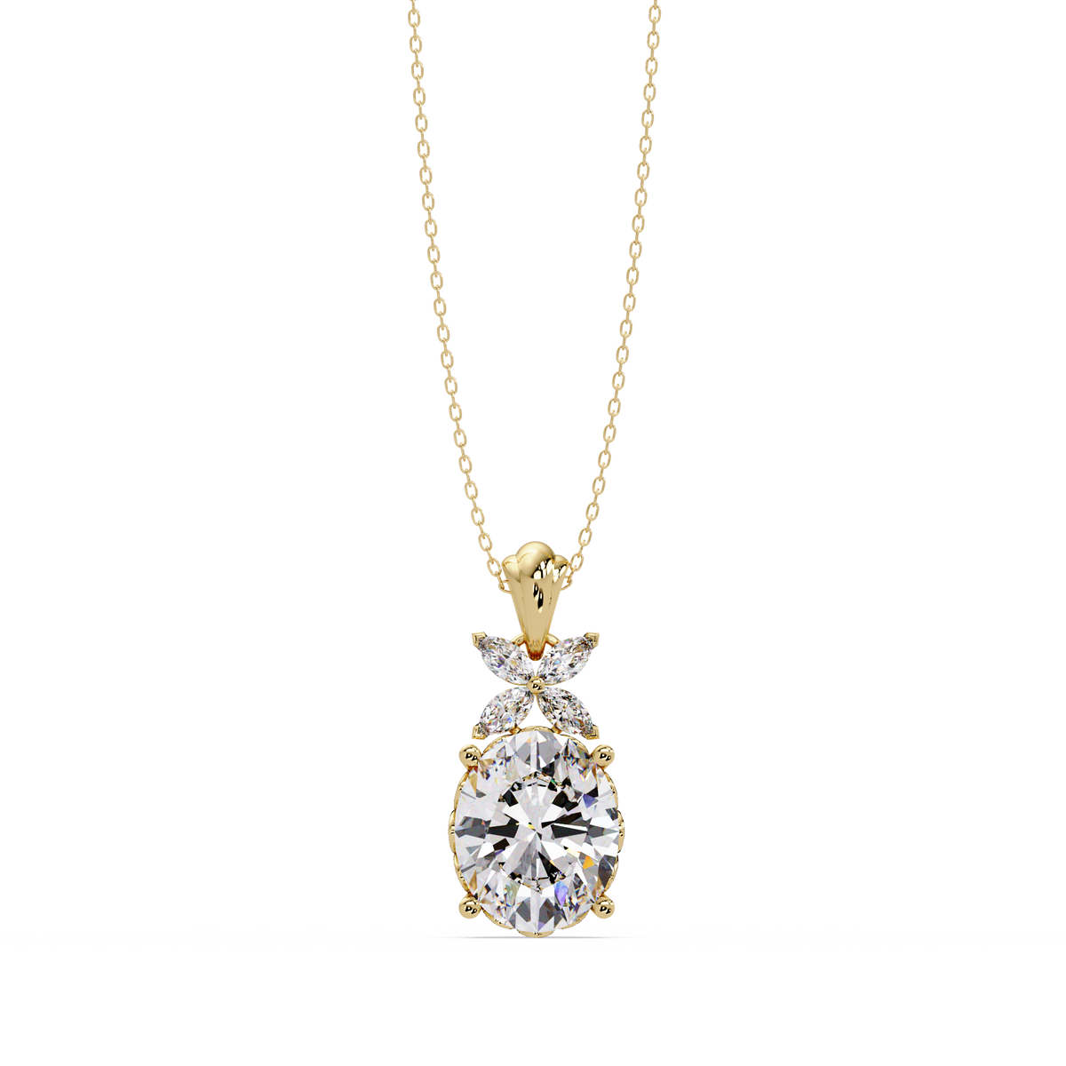 Oval Lab Grown Diamond Solitaire Pendant Necklace - HIGHCARAT DIAMONDS
