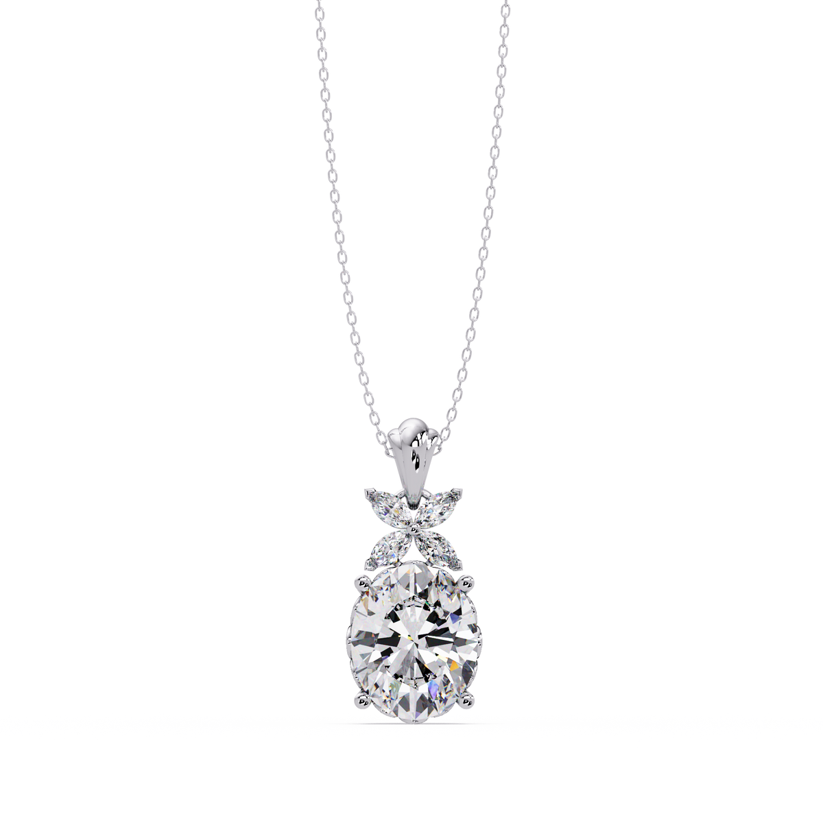 Oval Lab Grown Diamond Solitaire Pendant Necklace - HIGHCARAT DIAMONDS
