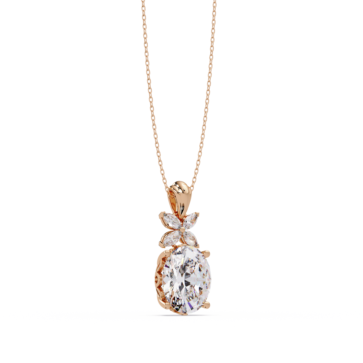 Oval Lab Grown Diamond Solitaire Pendant Necklace - HIGHCARAT DIAMONDS