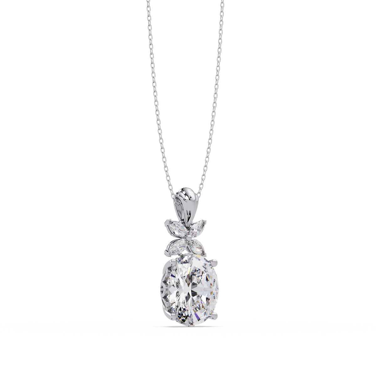Oval Lab Grown Diamond Solitaire Pendant Necklace - HIGHCARAT DIAMONDS