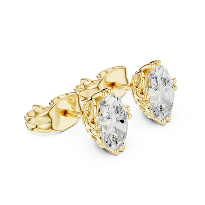 Oval Lab Grown Diamond Solitaire Rose Gold Stud Earring