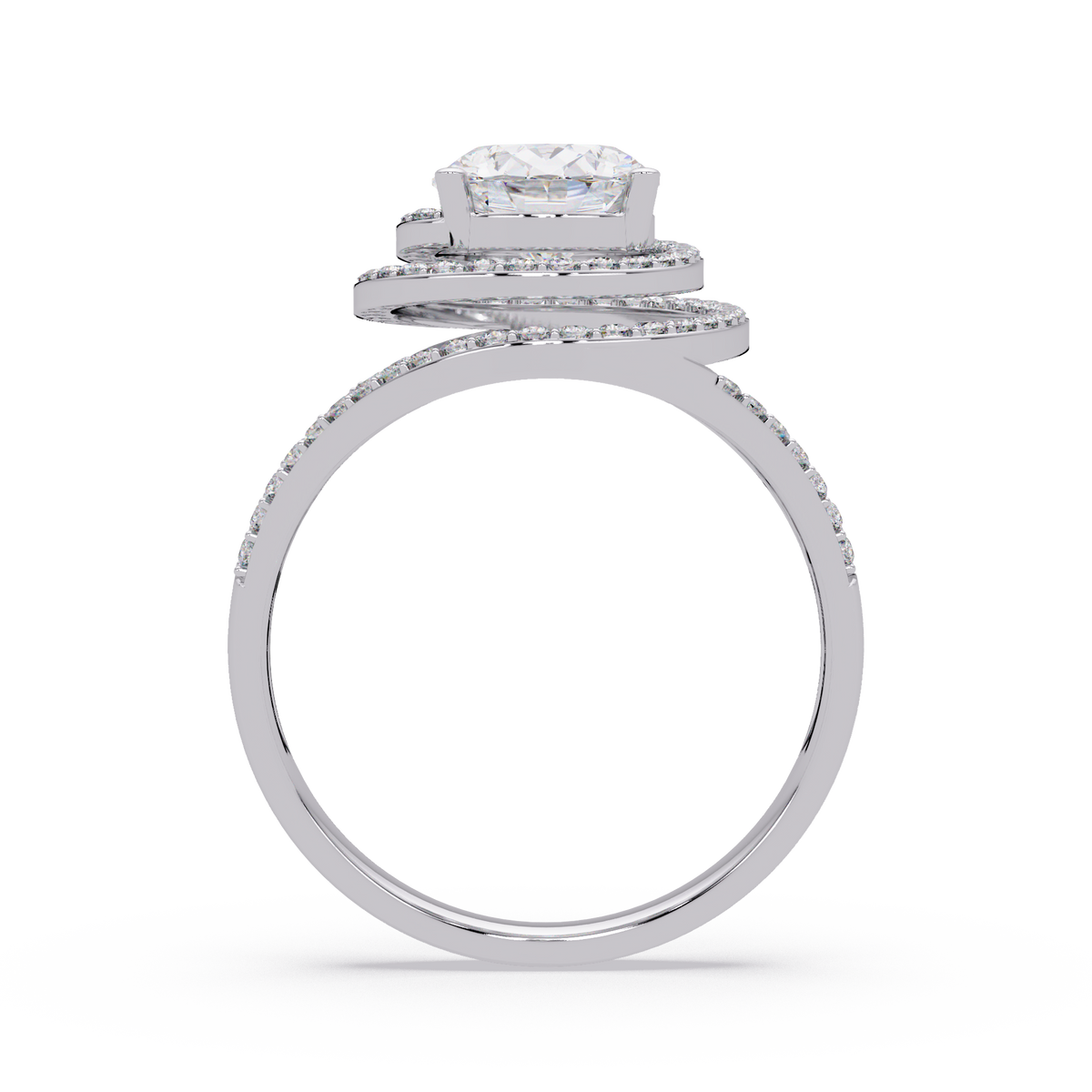 Oval Lab Grown Diamond Split Shank Double Halo Ring - HIGHCARAT DIAMONDS