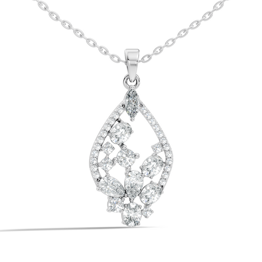 Marquise & Oval Cut Lab-Grown Diamond Pendant Teardrop Necklace In Elegant Jewelry Gift For Her - HIGHCARAT DIAMONDS