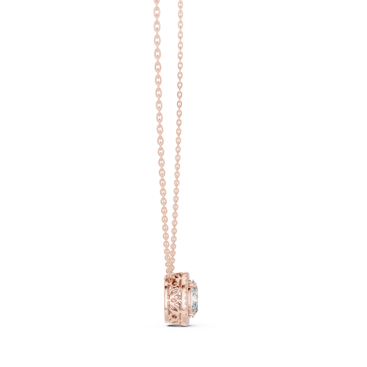 Elegant Oval Diamond Pendant Necklace with Halo Design