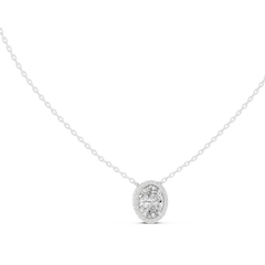 Oval Cut Halo Pendant in Lab-Grown Diamond Setting