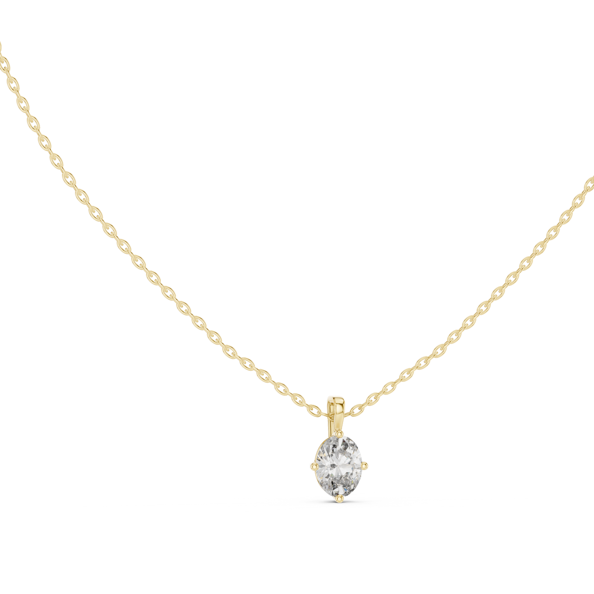 1.00 Ct Oval Shape Labgrown Diamond Solitaire Pendant Ecofriendly Gift For Her In 18K Gold - HIGHCARAT DIAMONDS
