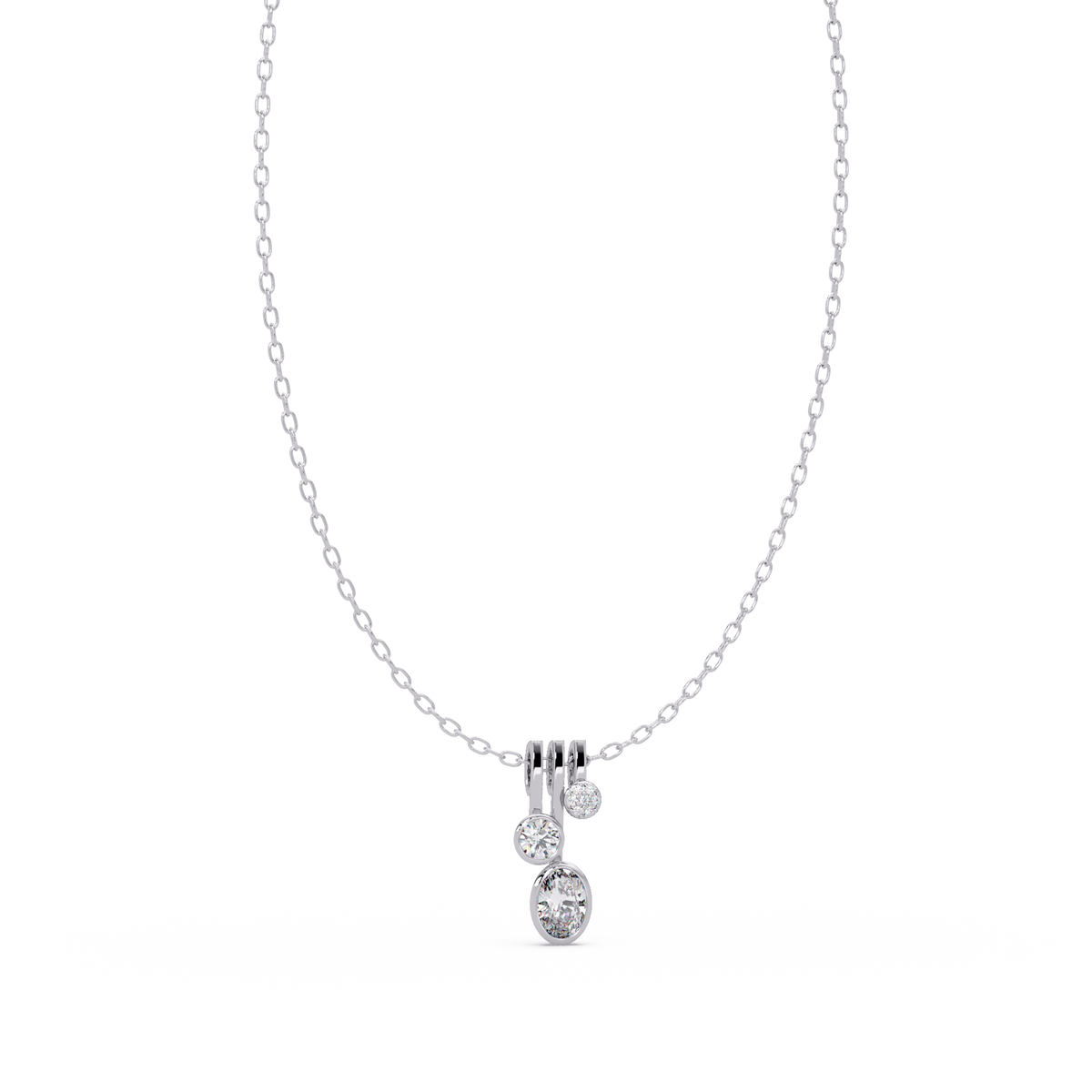 Oval & Round Cut Lab Grown Diamond Bezel Set Pendant - HIGHCARAT DIAMONDS