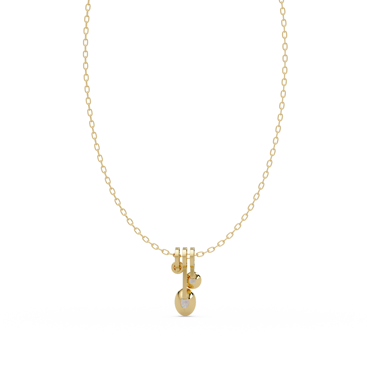 Oval & Round Cut Lab Grown Diamond Bezel Set Pendant - HIGHCARAT DIAMONDS