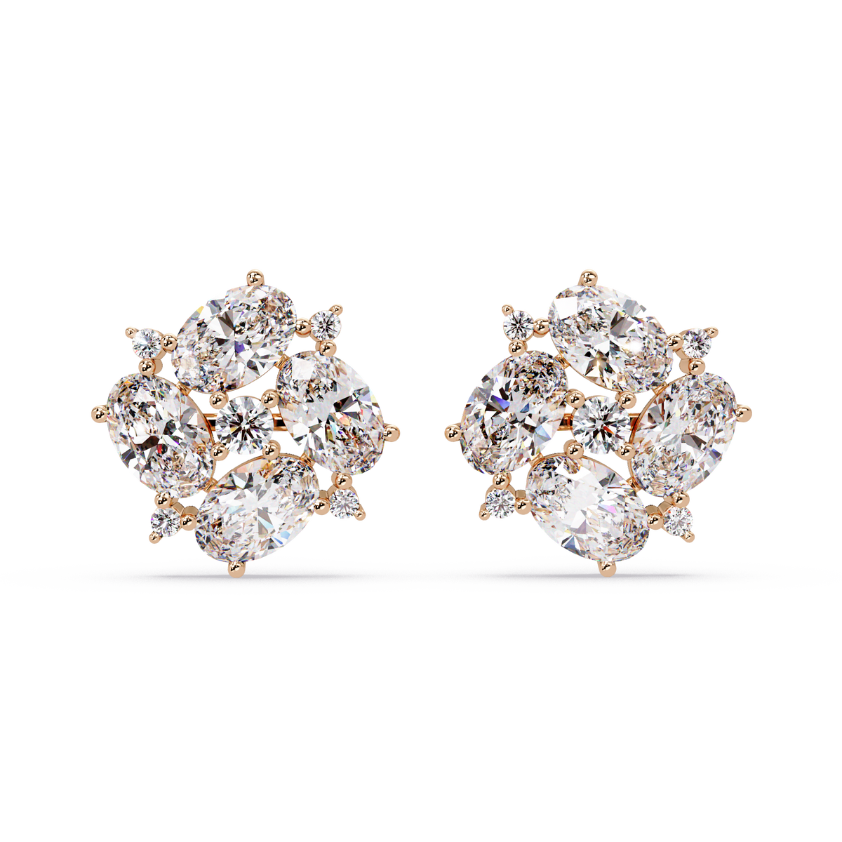 Oval & Round Cut Lab Grown Diamond Classic Stud Earring - HIGHCARAT DIAMONDS