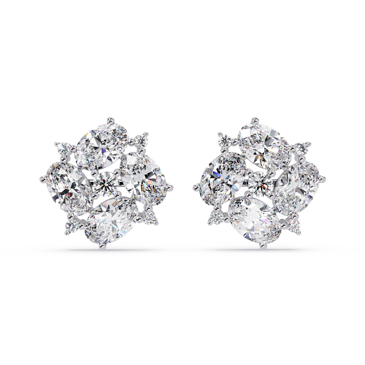 Oval & Round Cut Lab Grown Diamond Classic Stud Earring - HIGHCARAT DIAMONDS