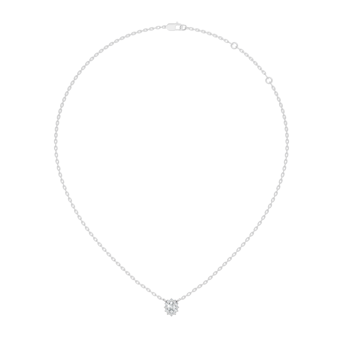 Oval Cut Diamond Pendant In 14K White Gold Halo Style Necklace Pendant For Her - HIGHCARAT DIAMONDS