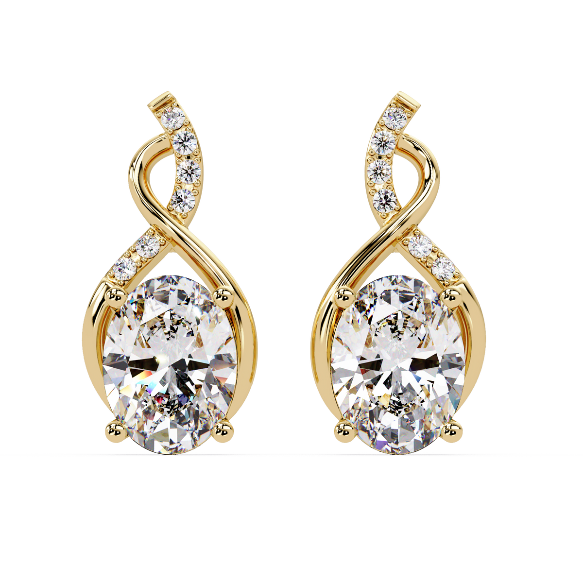 Oval & Round Cut Prong Set Lab Grown Unique Diamond Earring - HIGHCARAT DIAMONDS