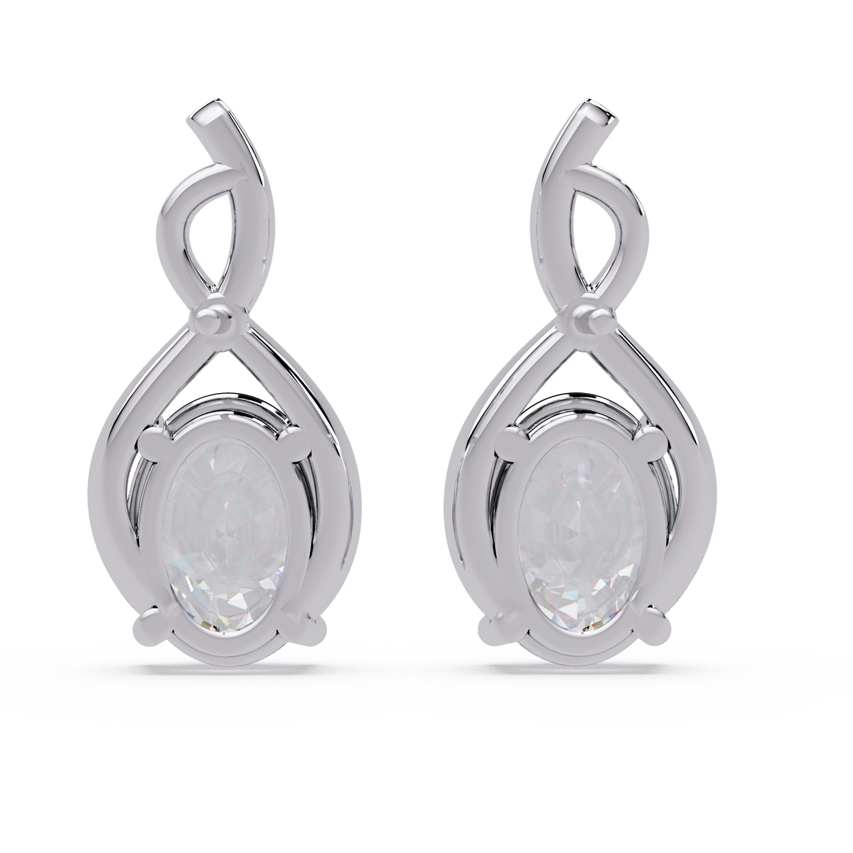 Oval & Round Cut Prong Set Lab Grown Unique Diamond Earring - HIGHCARAT DIAMONDS
