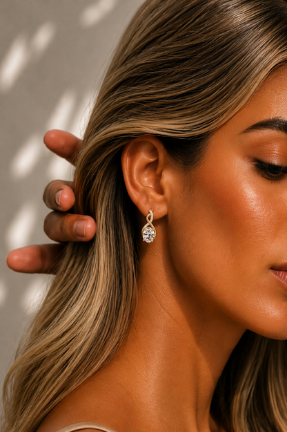Oval & Round Cut Prong Set Lab Grown Unique Diamond Earring - HIGHCARAT DIAMONDS #wearthelook