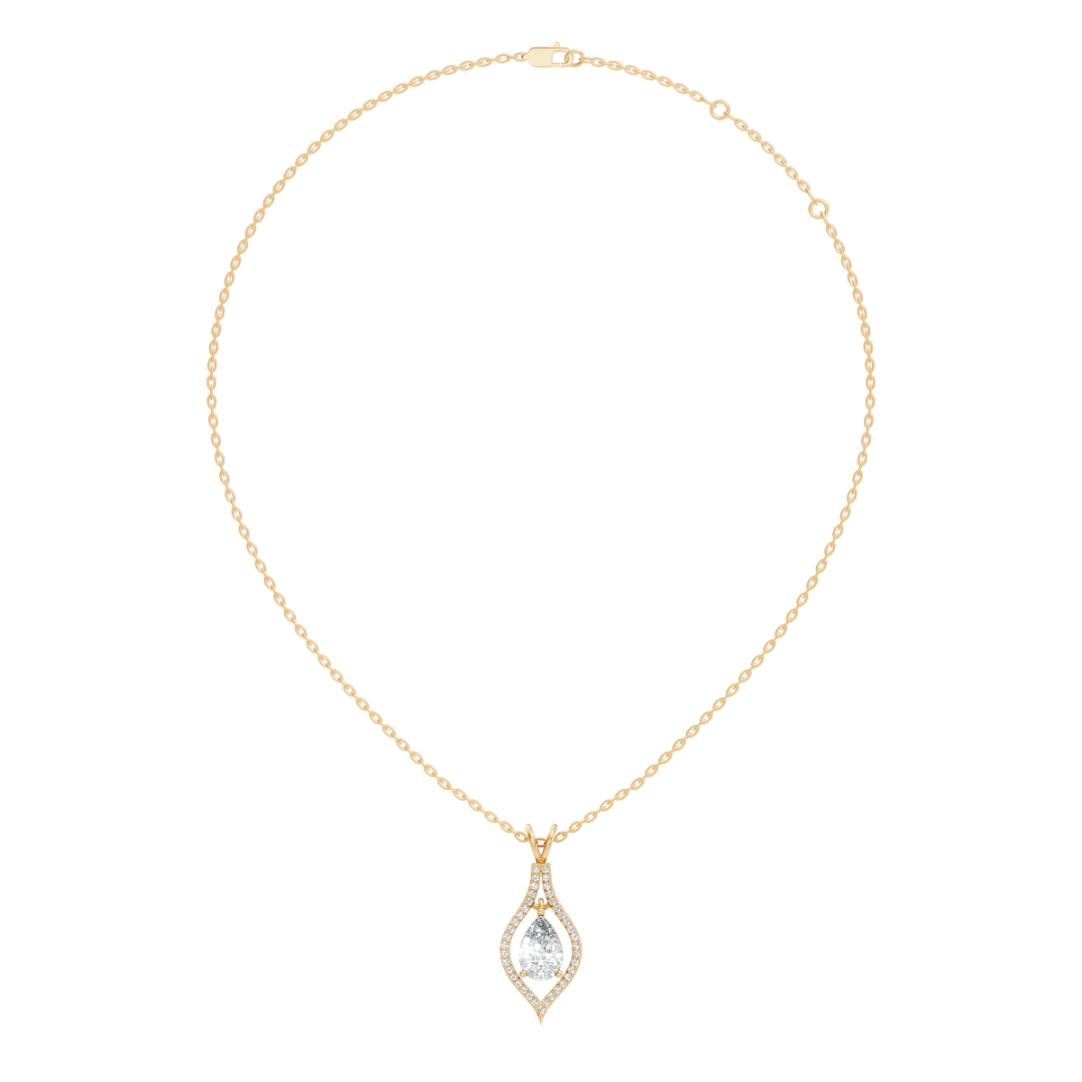 Pear & Round Shape Lab Grown Diamond 10k Solid Rose Gold Elegance Sparkle Diamond Pendant For You - HIGHCARAT DIAMONDS