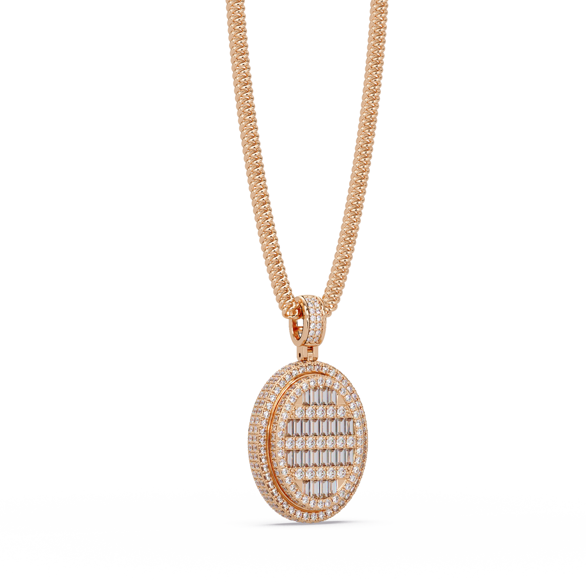 Oval Shape Baguette Cut Lab Grown Diamond Pendant - HIGHCARAT DIAMONDS