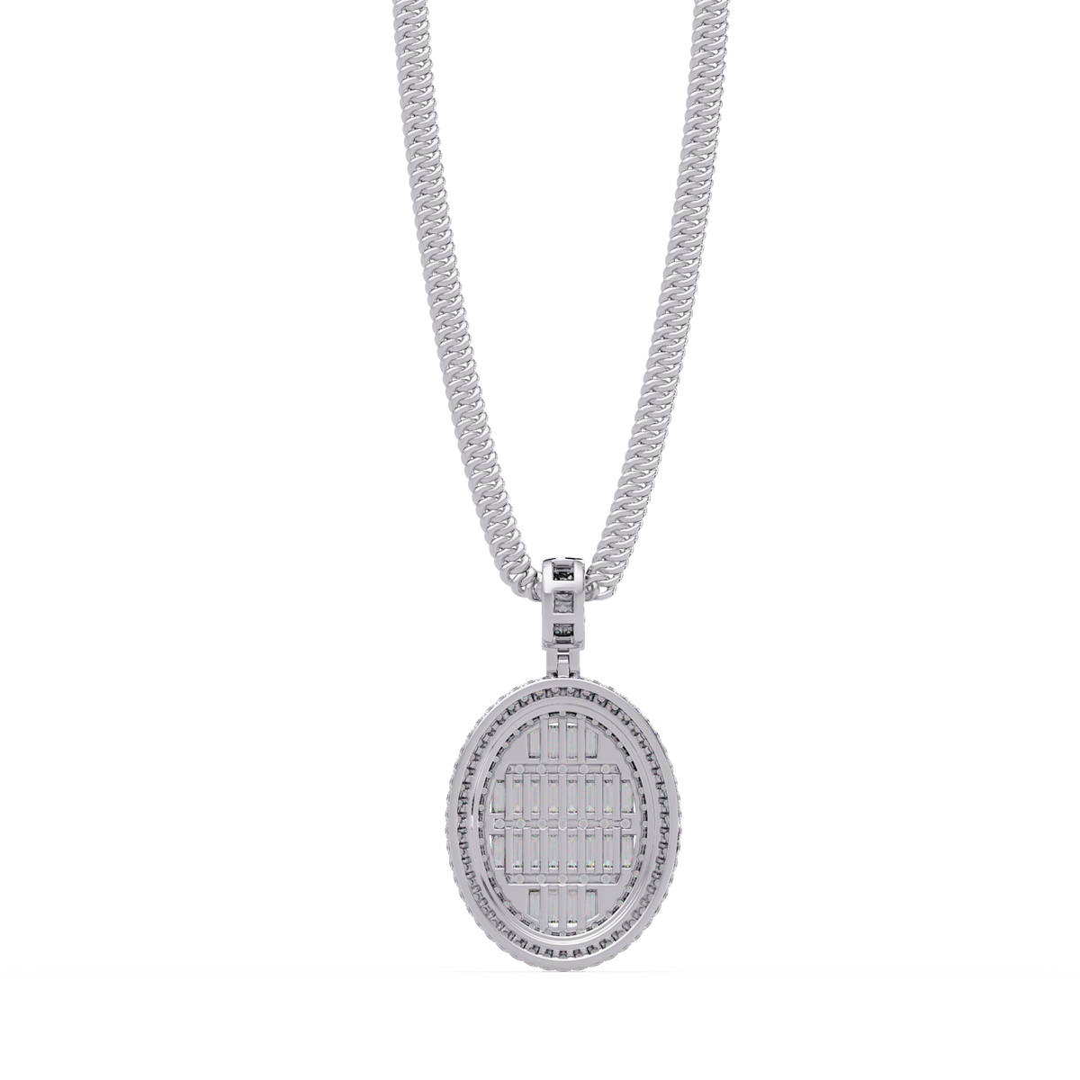 Oval Shape Baguette Cut Lab Grown Diamond Pendant - HIGHCARAT DIAMONDS