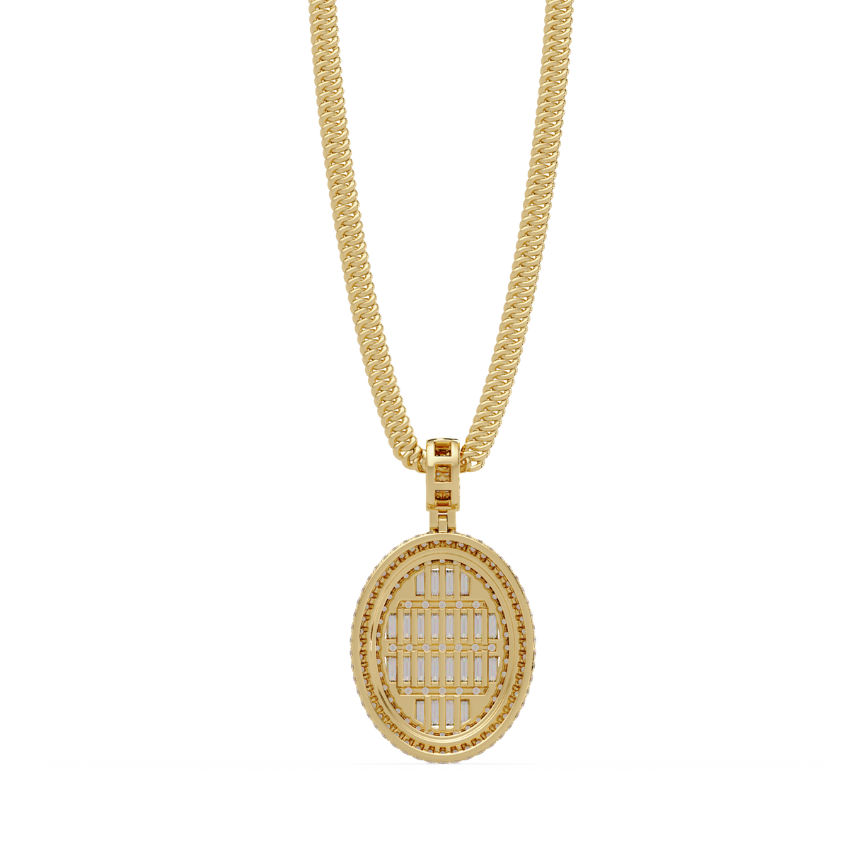 Oval Shape Baguette Cut Lab Grown Diamond Pendant - HIGHCARAT DIAMONDS