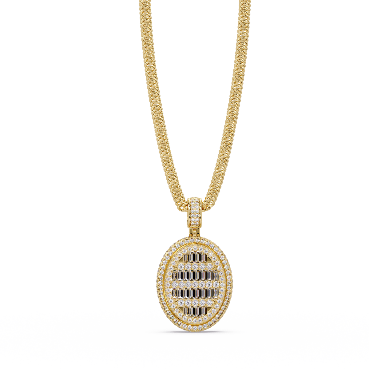 Oval Shape Baguette Cut Lab Grown Diamond Pendant - HIGHCARAT DIAMONDS