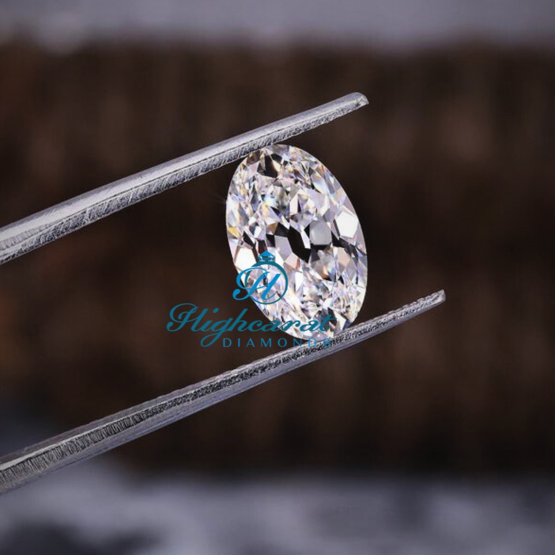 Old European Cut Oval Lab Grown Diamond with classic faceting and bright reflection