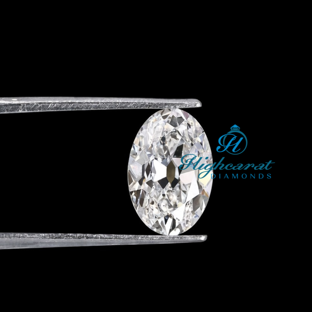 Oval Shape Old European Cut Lab Grown Diamond featuring broad facets