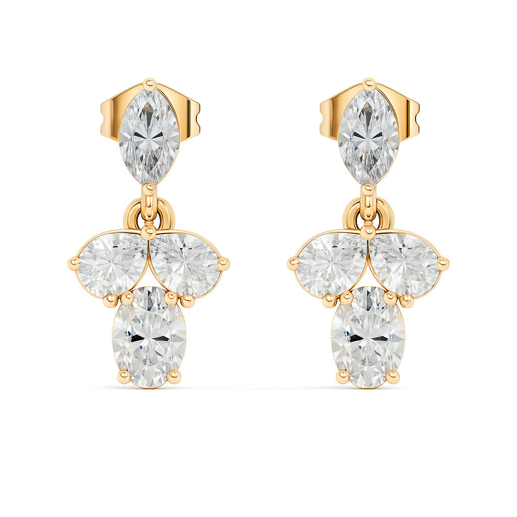 Sparkling Colorless Lab-Grown Diamond Stud Earring Oval & Pear Drop Style - HIGHCARAT DIAMONDS