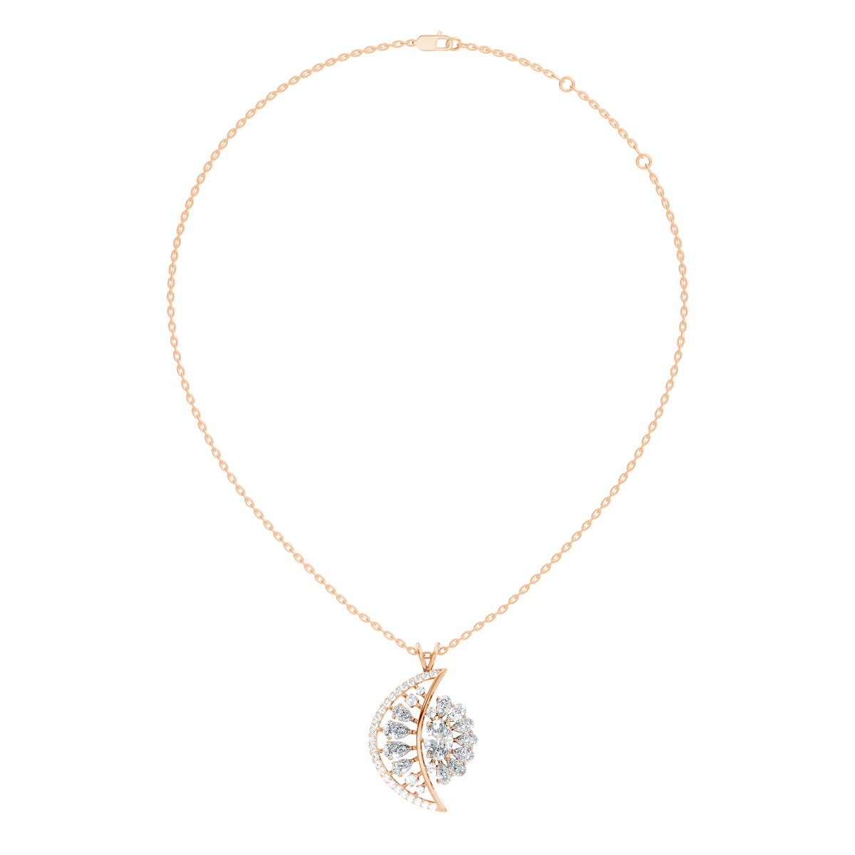 Vintage White Gold Diamond Pendant 3.25 CT Lab-Grown Pear & Oval Diamonds - HIGHCARAT DIAMONDS