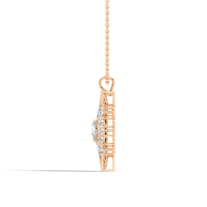 Vintage White Gold Diamond Pendant 3.25 CT Lab-Grown Pear & Oval Diamonds - HIGHCARAT DIAMONDS