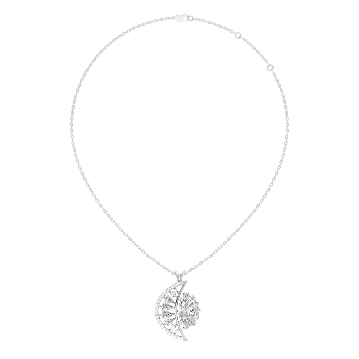 Vintage White Gold Diamond Pendant 3.25 CT Lab-Grown Pear & Oval Diamonds - HIGHCARAT DIAMONDS