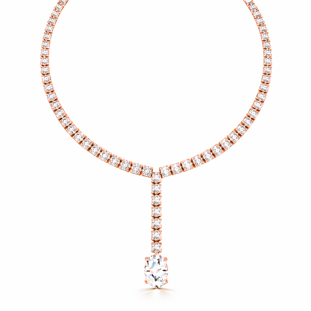 Oval Shape Lab Grown 10k Solid Rose Gold Fabulous Unique Diamond Necklace For Birthday Gift - HIGHCARAT DIAMONDS