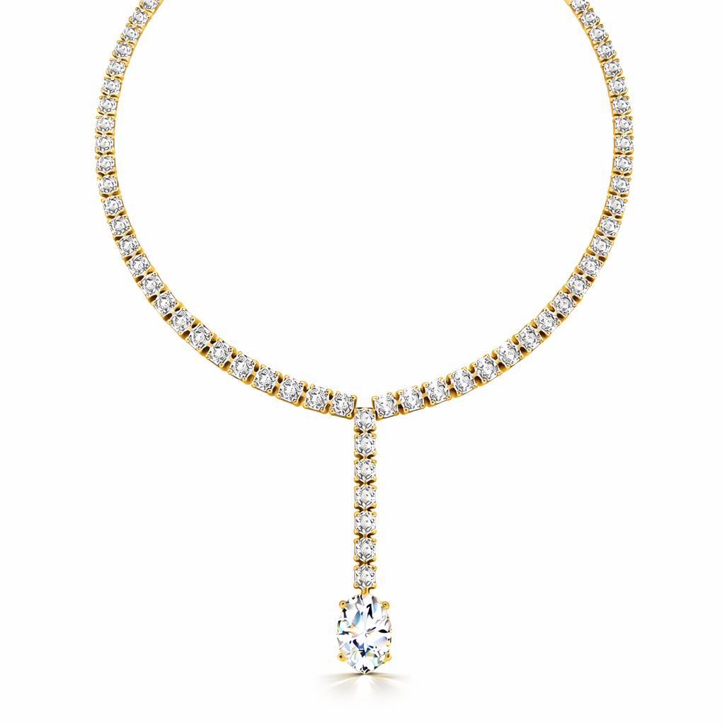Oval Shape Lab Grown 10k Solid Rose Gold Fabulous Unique Diamond Necklace For Birthday Gift - HIGHCARAT DIAMONDS