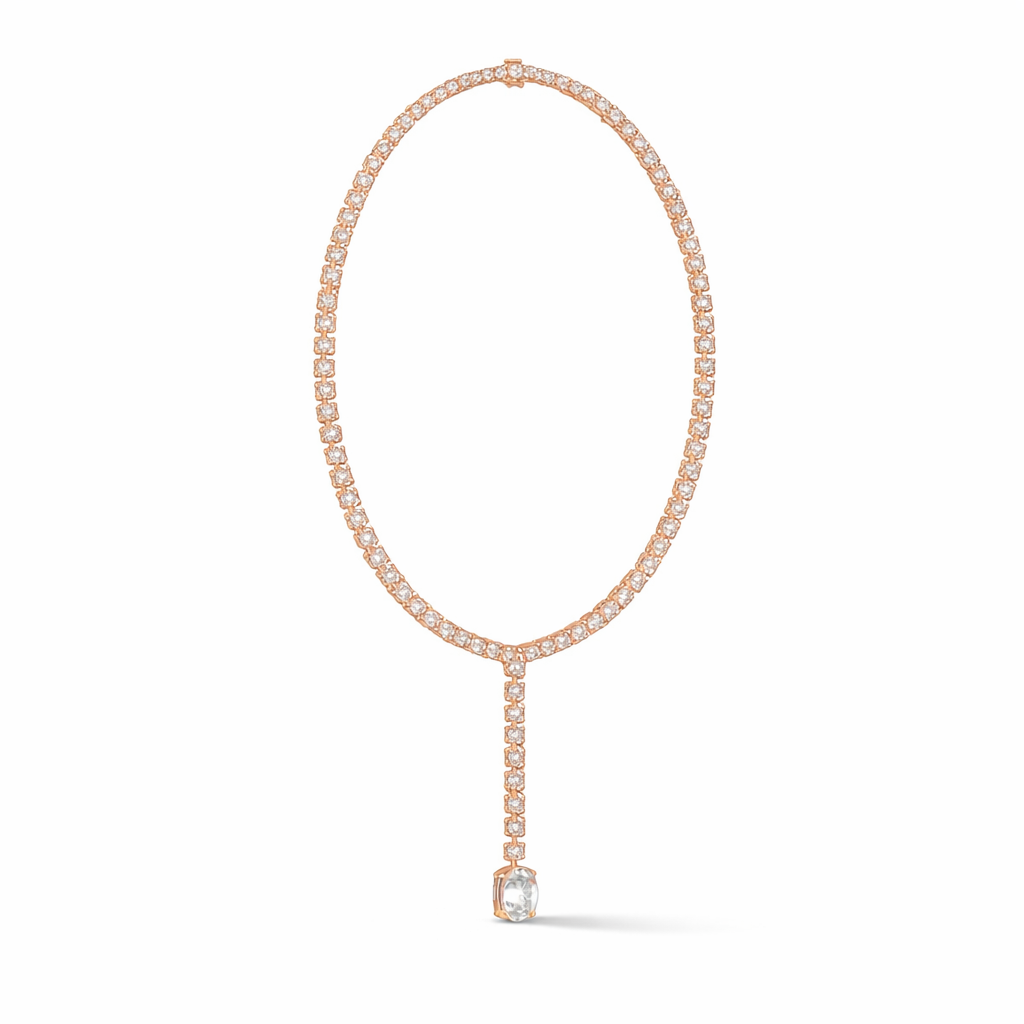 Oval Shape Lab Grown 10k Solid Rose Gold Fabulous Unique Diamond Necklace For Birthday Gift - HIGHCARAT DIAMONDS