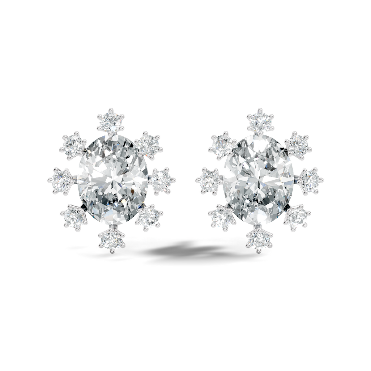 Oval & Round Shapes 4.51 Ct Lab Grown Diamond Esthetic Studs Diamond Earrings For Women - HIGHCARAT DIAMONDS