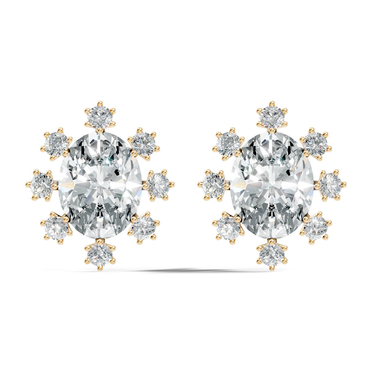 Oval & Round Shapes 4.51 Ct Lab Grown Diamond Esthetic Studs Diamond Earrings For Women - HIGHCARAT DIAMONDS
