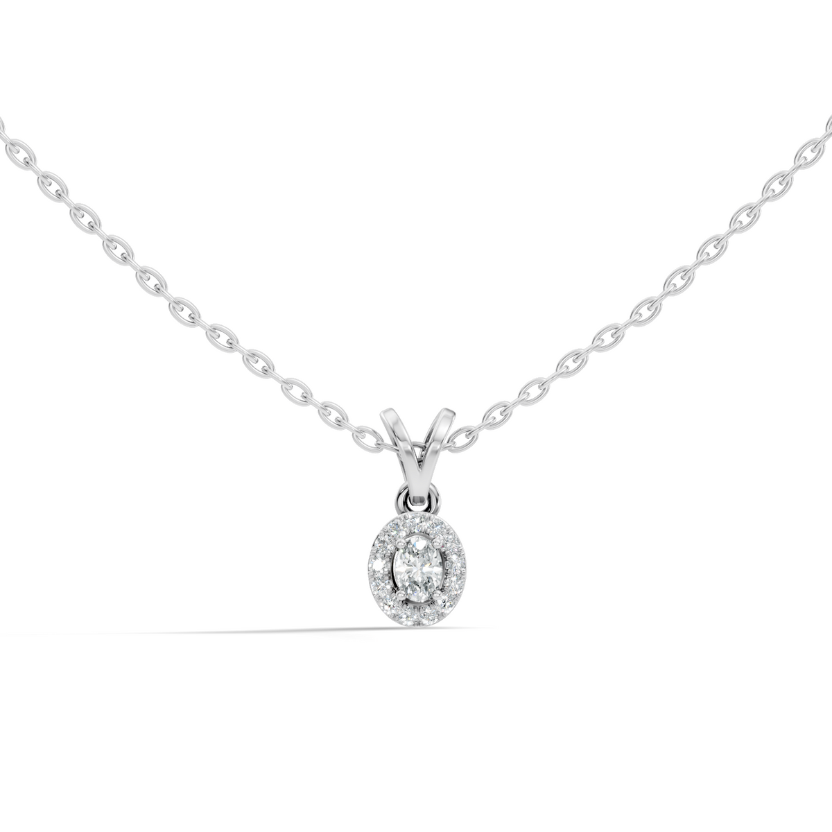 Classic Oval Cut Diamond Anniversary Pendant in 14K Solid White Gold  Gift for Her - HIGHCARAT DIAMONDS
