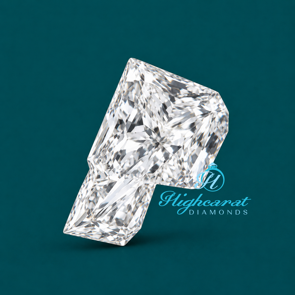 P alphabet fancy cut lab grown diamond front view