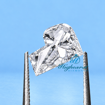 Fancy cut P shape lab grown diamond top view with facets