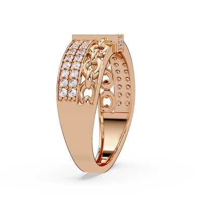 Pavé Chain Link Round Cut Lab Grown Diamond Ring - HIGHCARAT DIAMONDS