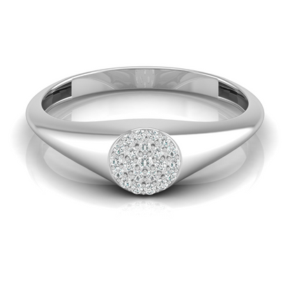 Pave Diamond Circle Signet Ring for Women's Modern Minimalist Ring in 14K Solid Gold - HIGHCARAT DIAMONDS