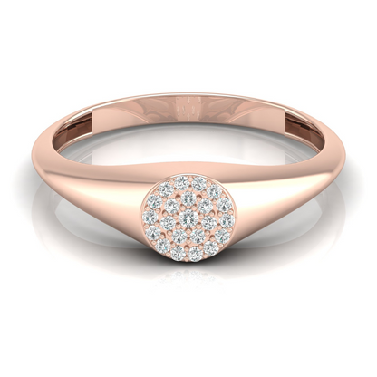 Pave Diamond Circle Signet Ring for Women's Modern Minimalist Ring in 14K Solid Gold - HIGHCARAT DIAMONDS