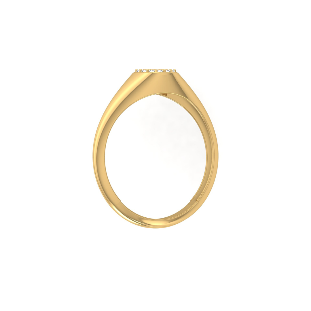 Pave Diamond Circle Signet Ring for Women's Modern Minimalist Ring in 14K Solid Gold - HIGHCARAT DIAMONDS