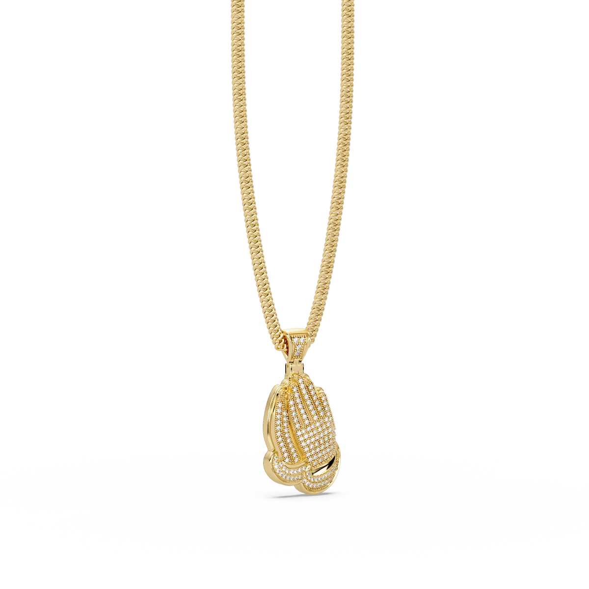 Pave Lab Grown Diamond Prayer Hands Pendant - HIGHCARAT DIAMONDS